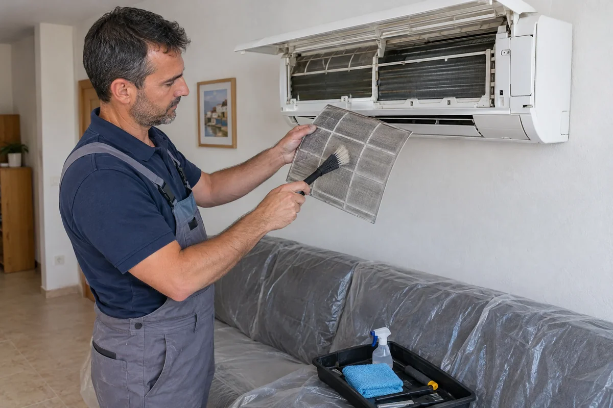 Air conditioner filter cleaning and maintenance